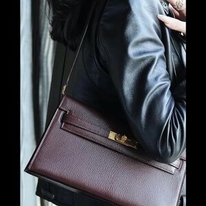 Burgundy Leather Leather Clutch/Shoulder Bag NWOT